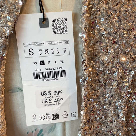 Zara Silver Sequin Wrap Mini Dress - Picture 11 of 17